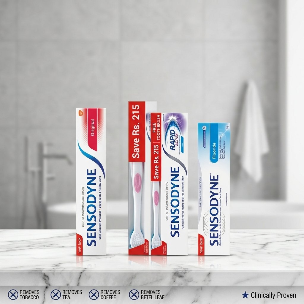 Sensodyne Toothpaste Combo - Rapid Relief, Fluoride & Original Care